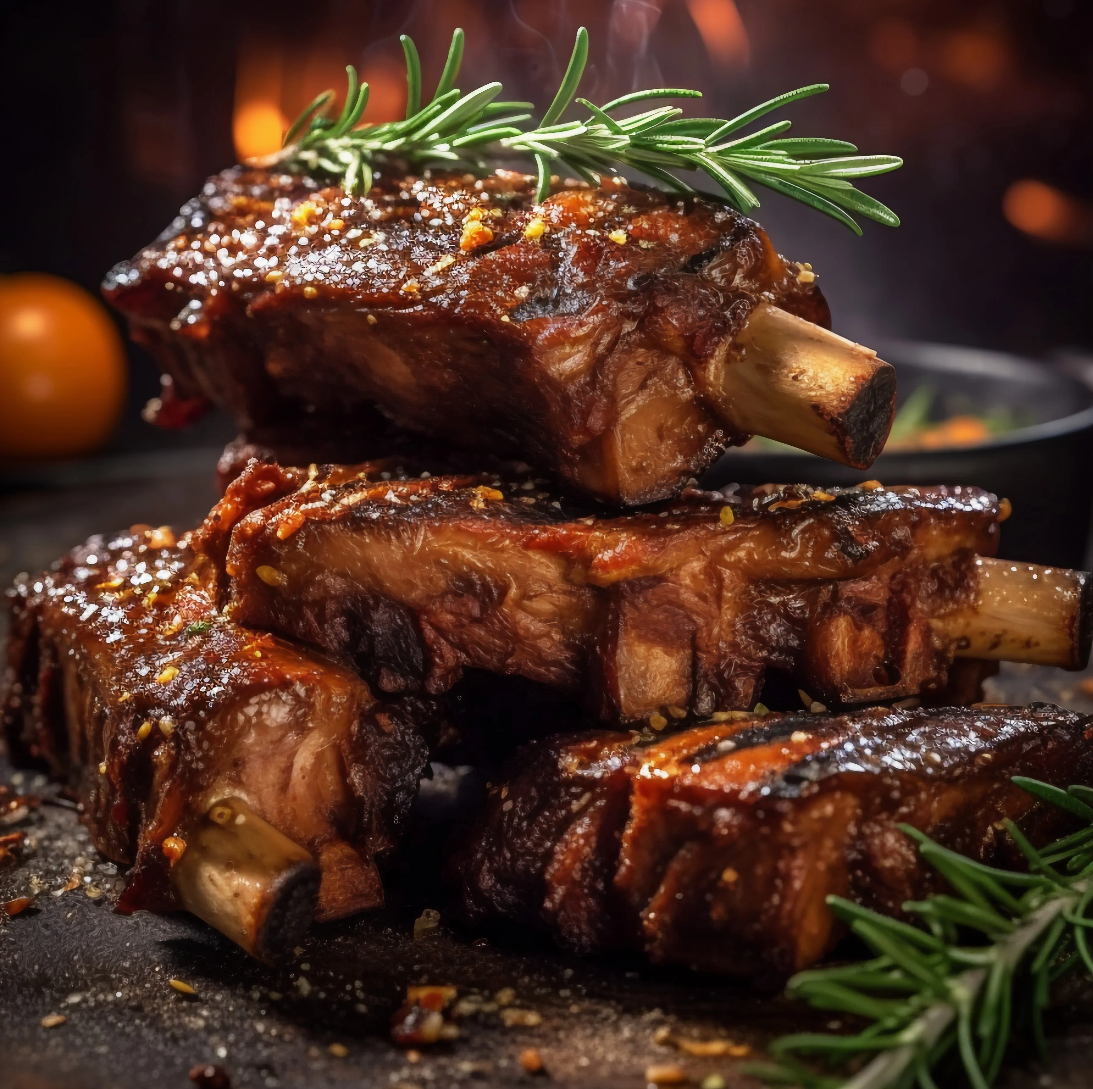 Costillas tiernas y jugosas asadas con salsa barbacoa ahumada - Comasagua, El Salvador - Restaurantes El Salvador